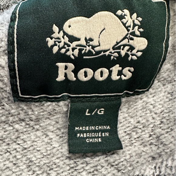 ROOTS Canada Felt Print Graphic Salt & Pepper Crew Long Sleeve Sweatshirt L - Picture 8 of 12